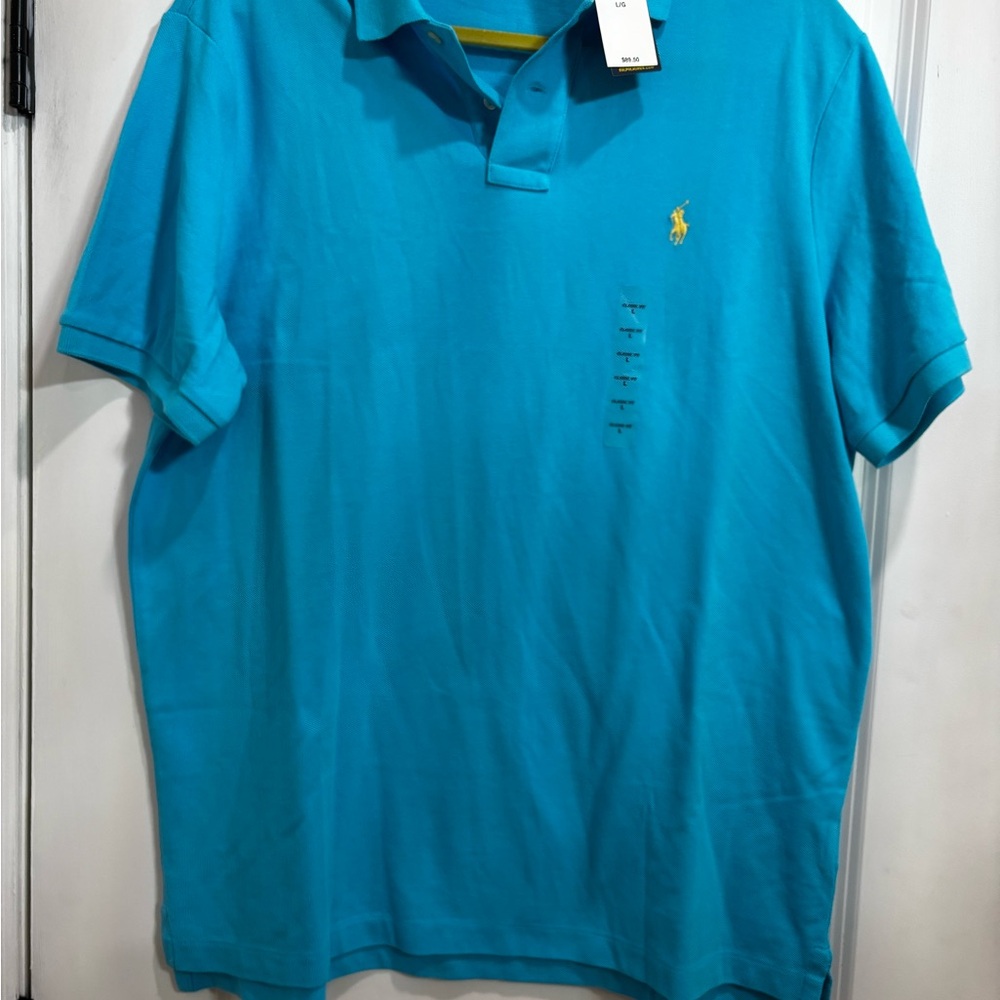 Ralph Lauren Blue Polo Shirt Classic Pique Cotton